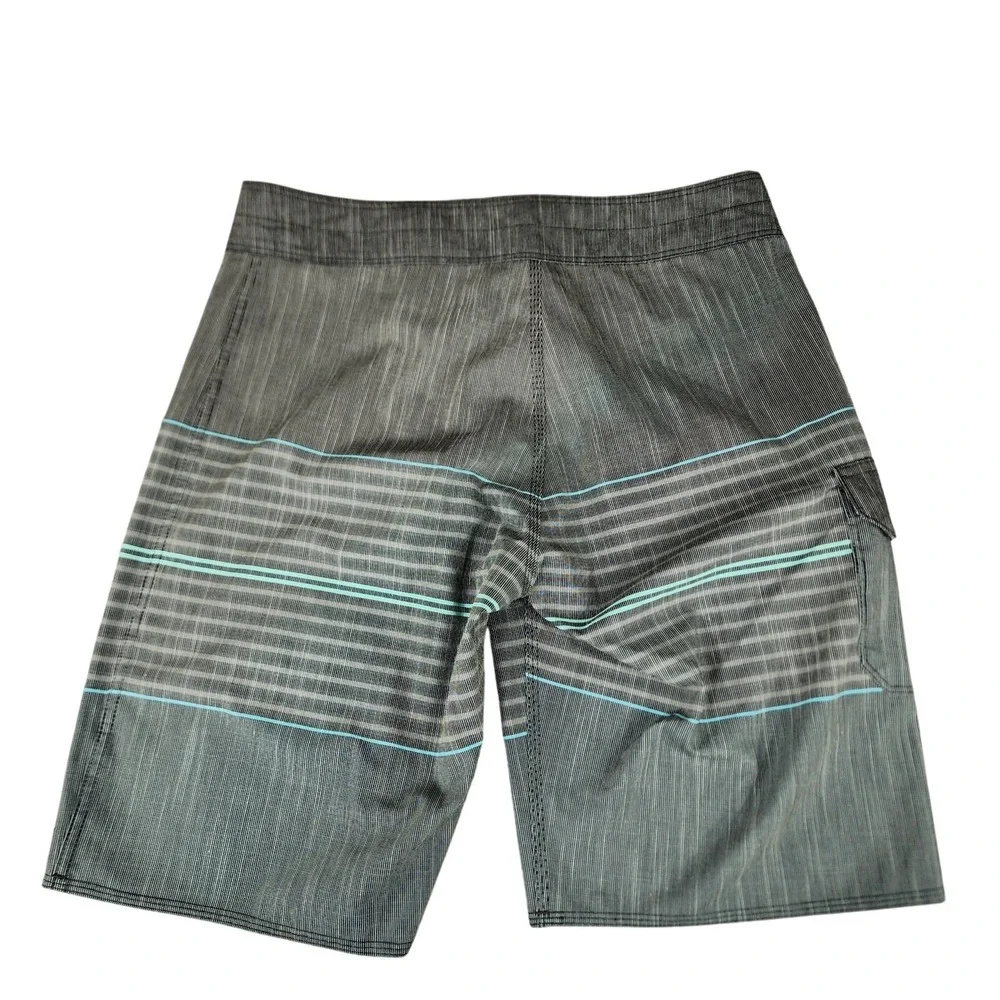 Billabong Board Short 28x11 Men Recycler All Day Pro Stripe Gray Aqua Flat Front